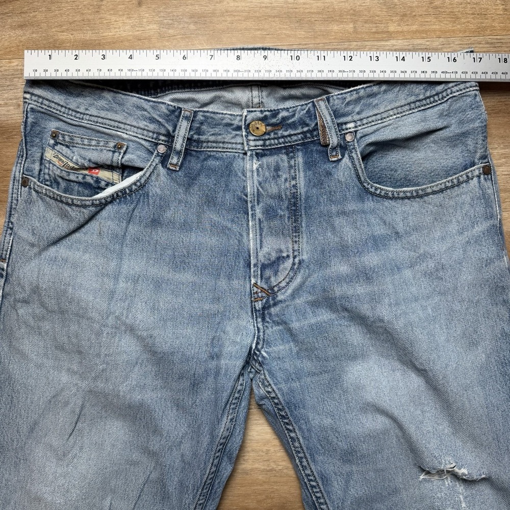 Diesel Larkee Jeans Mens 33x32 Blue Distressed Regular Straight Leg Denim 0800Z - Picture 12 of 16